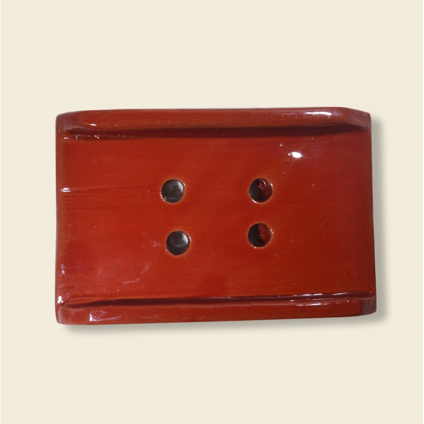 Handmade ceramic soap dish red
